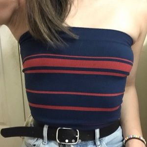 Urban outfitters striped red and blue crop top